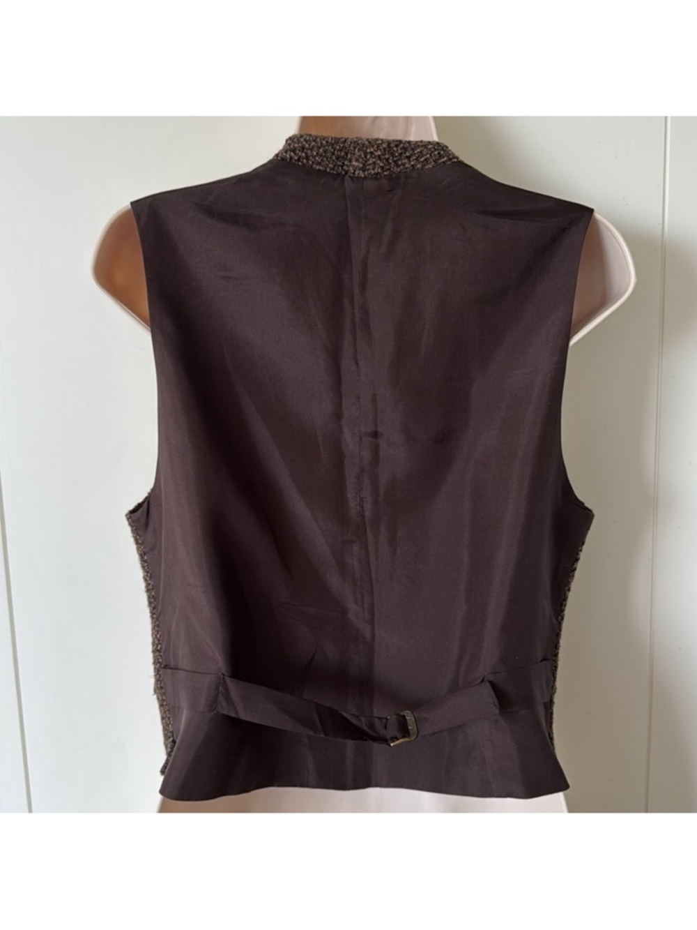 Vintage 90's Ralph Lauren Collection Brown Wool Tweed Button Up Vest 6 - Picture 5 of 8